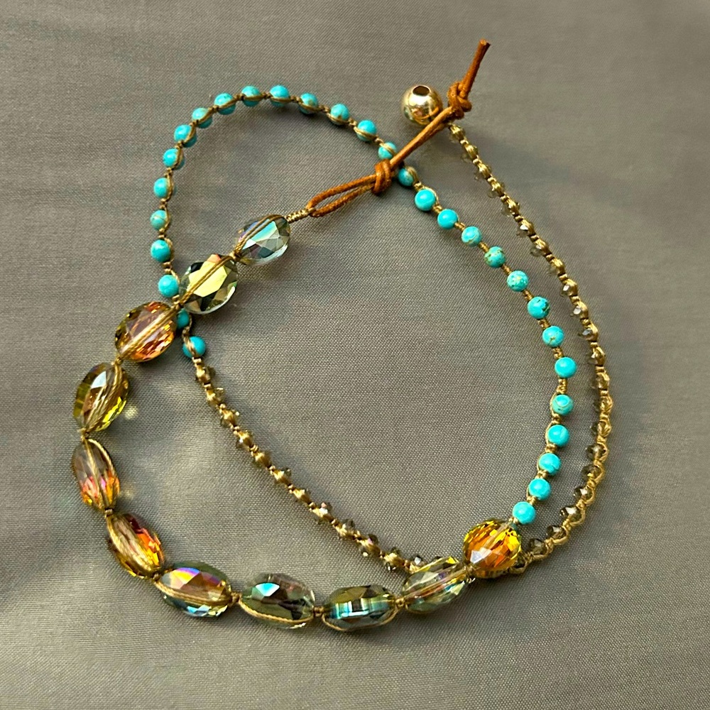 turquoise & sparkly beaded necklace